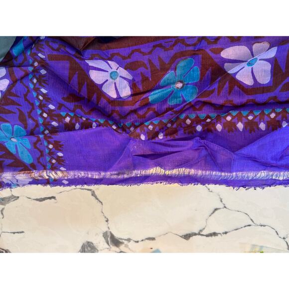 Gorgeous Vintage Purple Silk Sari Saree Silk 70s 1970s Sewing India - Picture 3 of 11